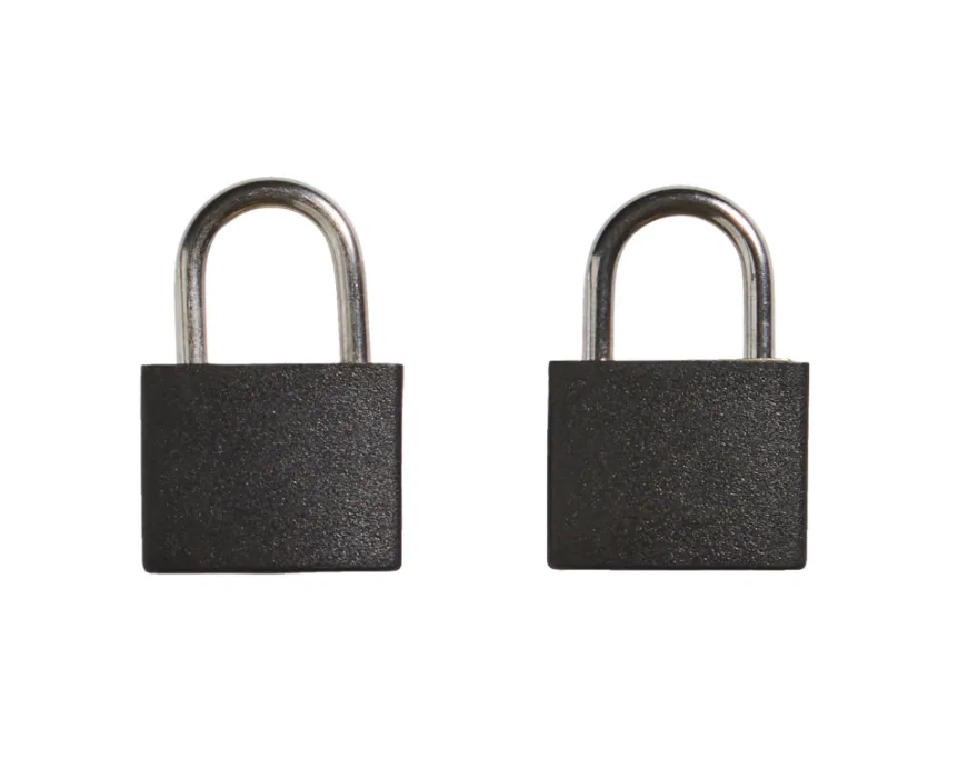 Hængelås m/to nøgler 25 mm sort plastikcover - 2-pk.