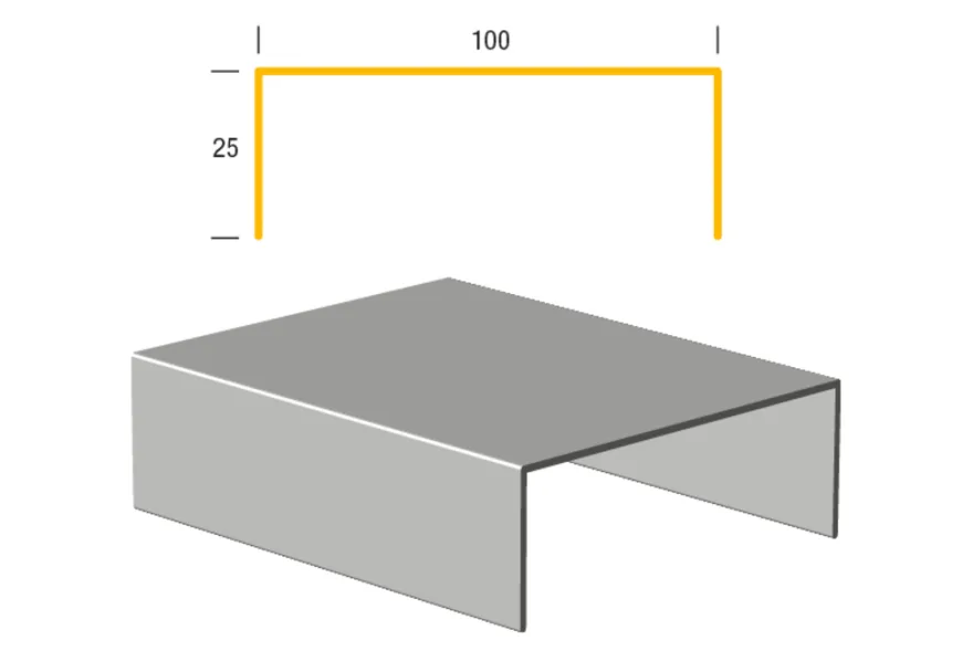 Limtræsprofil aluminium 100 x 1000 mm