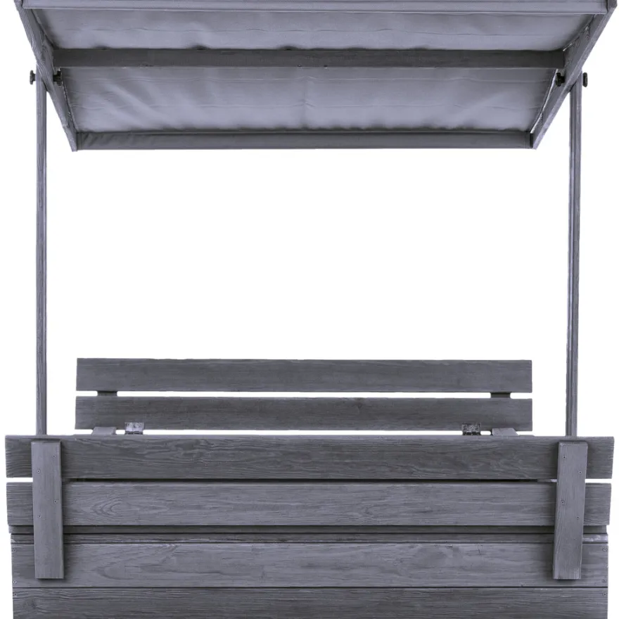 Sandkasse m/tag og bænk grå 120 x 120 cm - Nordic Play