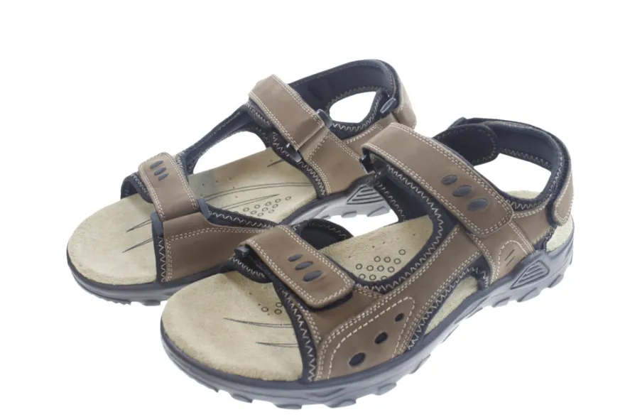 Trekkingsandaler herre brun læder str. 42